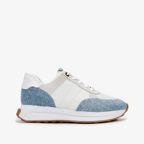 Tênis Jogger Branco Azul Hotfix Tecido Couro