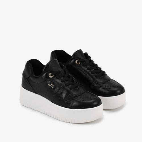 Tênis Flatform Preto Couro