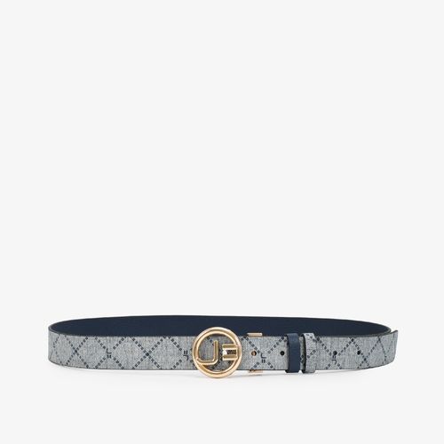 Cinto Reversível Azul Escuro Azul Jeans Monograma Mandala JB