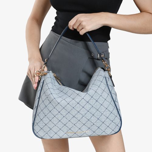 Bolsa Hobo Azul Jeans Monograma JB