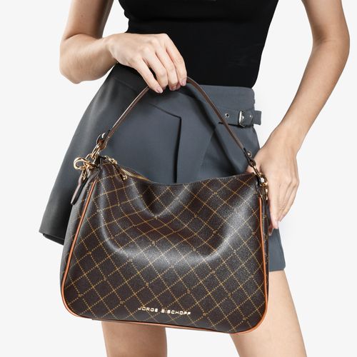 Bolsa De Ombro Marrom Monograma JB
