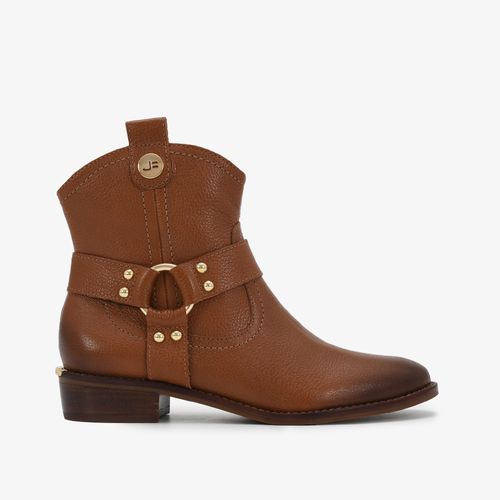 Bota Biker Cano Curto Caramelo Canela Couro