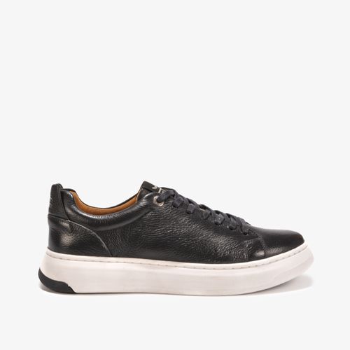 Tênis Masculino Casual Preto Couro