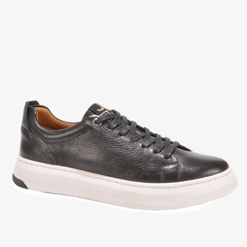 Tênis Masculino Casual Preto Couro
