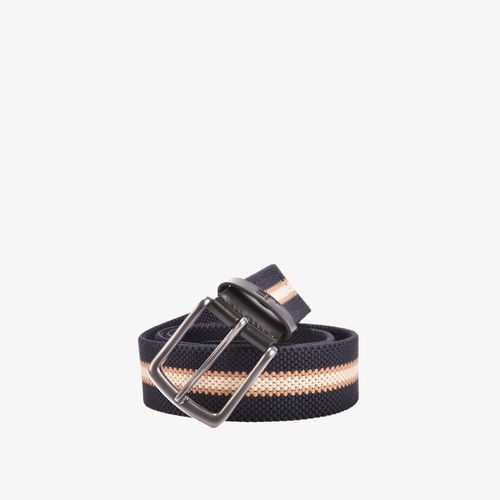 Cinto Masculino Azul Marinho Off White Bege Tramado