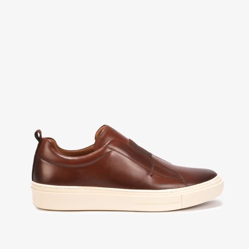 Tênis Masculino Slip On Marrom Couro