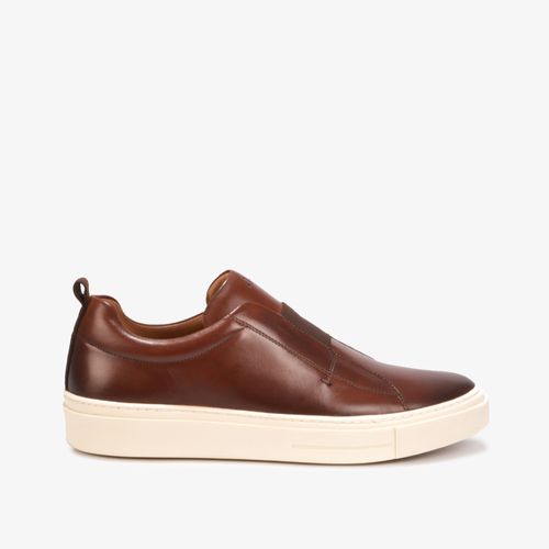 Tênis Masculino Slip On Marrom Couro