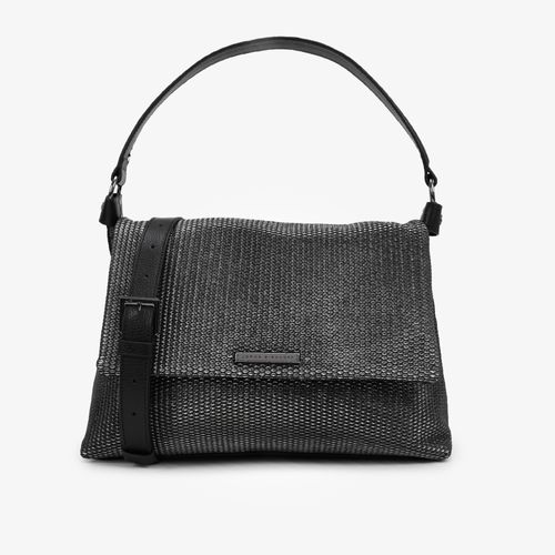 Bolsa Transversal Preto Couro Take Metalic