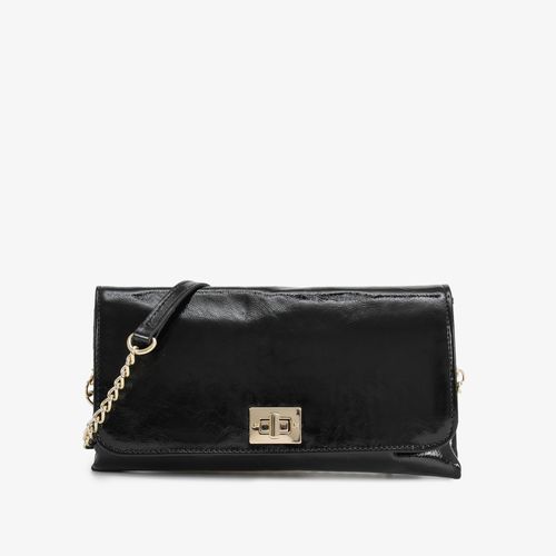 Bolsa Transversal Preto Couro Brilhoso