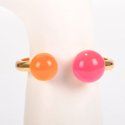 Pulseira Rosa Laranja Dourado Esferas