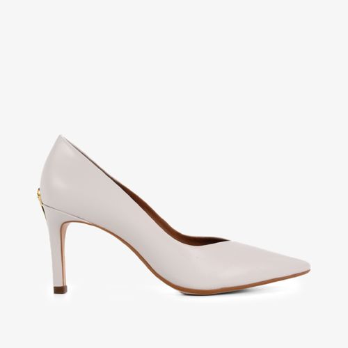 Scarpin Branco Blanc Salto Médio Fino Couro