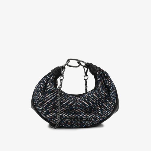 Bolsa Hobo Preto Hotfix Camurça