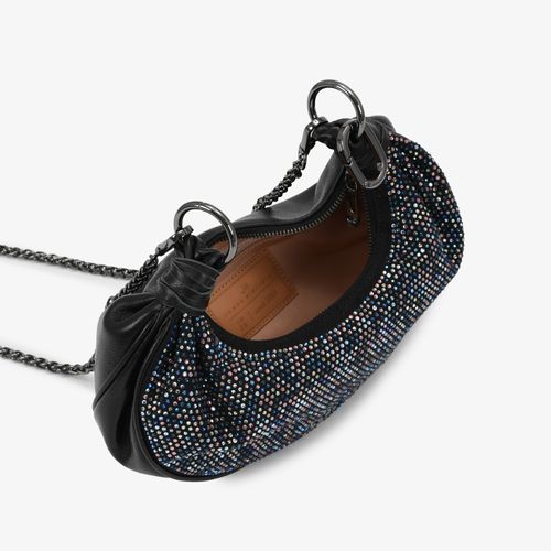 Bolsa Hobo Preto Hotfix Camurça