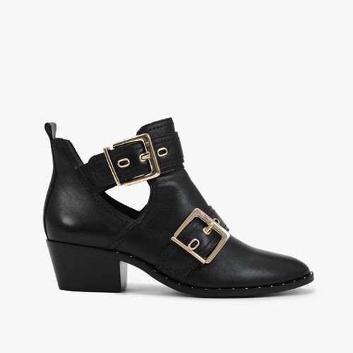 Bota Preto Salto Baixo Couro