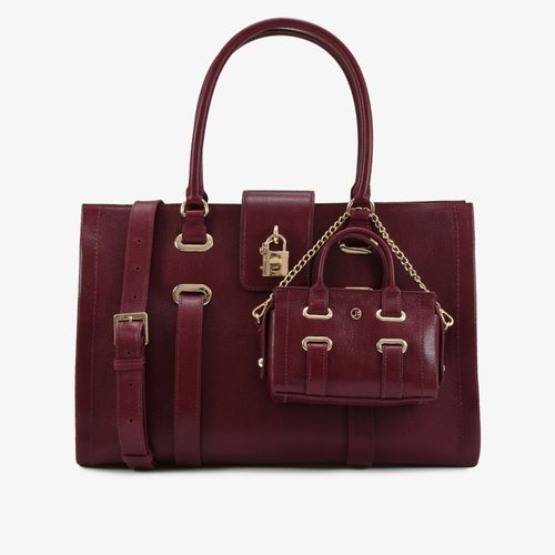 Bolsa Tote Vinho Dark Cherry Porta Celular Couro