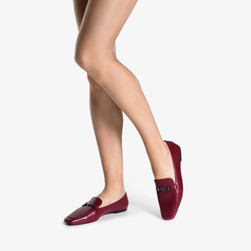 Loafer Vinho Dark Cherry Salto Baixo Couro
