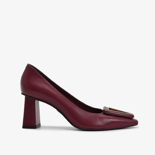 Scarpin Vinho Dark Cherry Salto Médio Couro