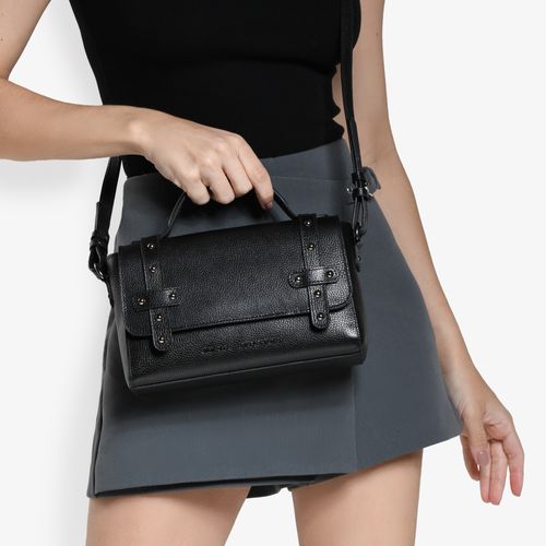 Bolsa Transversal Preto Tachas Couro