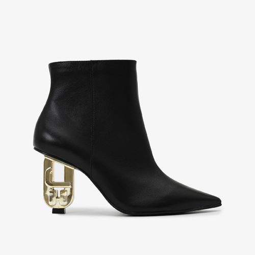 Bota Preto Salto Exclusivo Jb Heel Dourado Cano Curto Couro