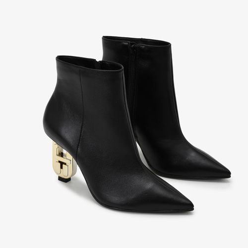 Bota Preto Salto Exclusivo Jb Heel Dourado Cano Curto Couro