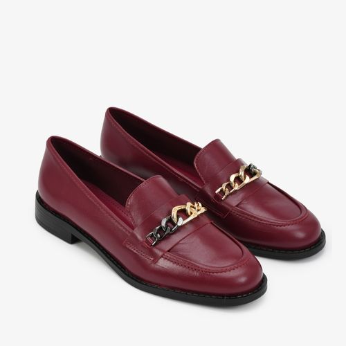 Loafer Vinho Dark Cherry Salto Baixo Couro