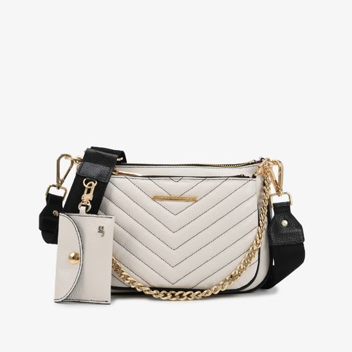 Bolsa Infinita Transversal Branco Couro