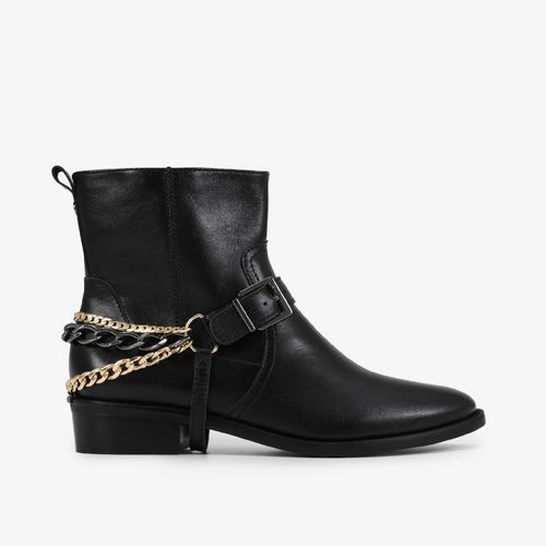 Bota Preto Cano Curto Salto Baixo Couro