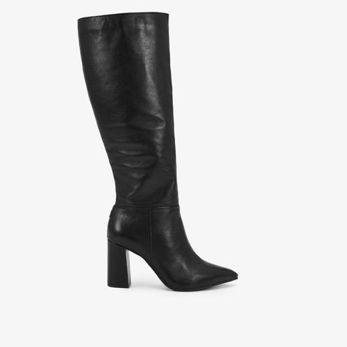 Bota Preto Cano Alto Salto Alto Couro