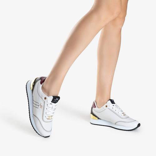 Tênis Jogger Branco Vinho Dark Cherry Couro