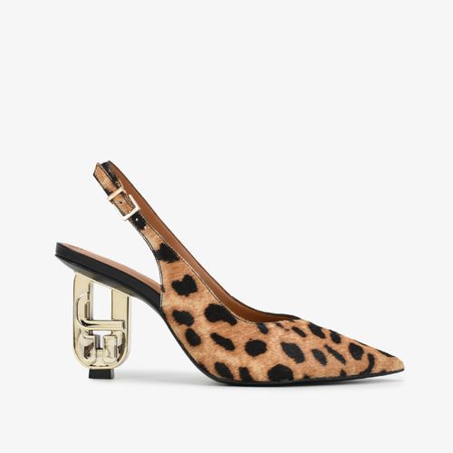 Slingback  Animal Print Onça Salto Exclusivo Jb Heel Dourado Couro