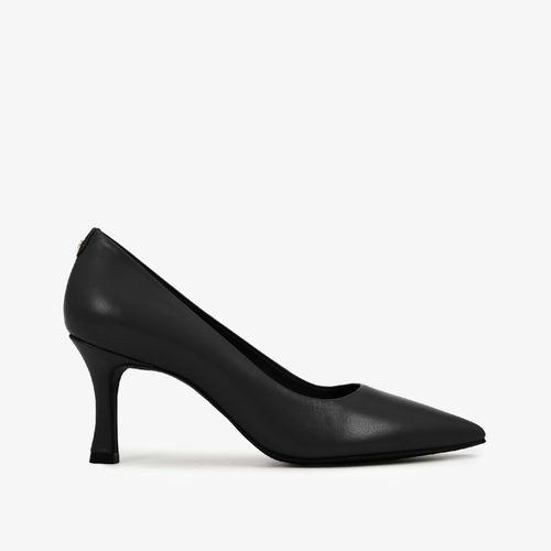 Scarpin Preto Salto Médio Fino Couro