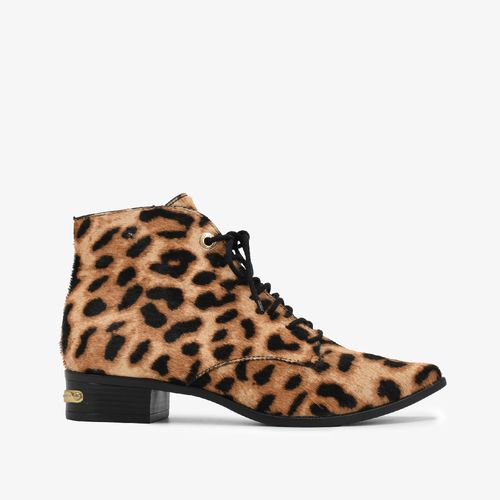Bota Animal Print Onça Cano Curto Couro