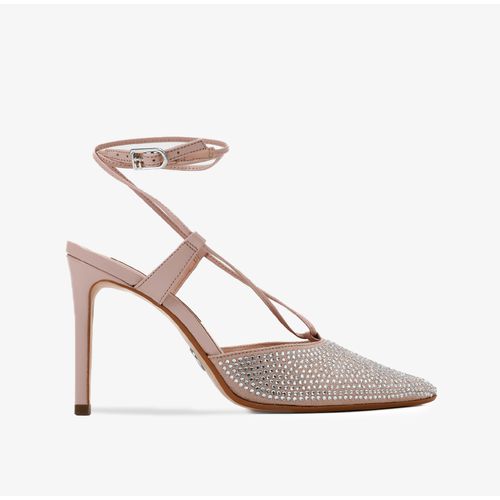 Slingback Nude Hotfix Salto Alto Fino Camurça
