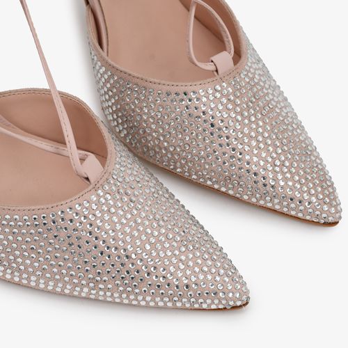 Slingback Nude Hotfix Salto Alto Fino Camurça