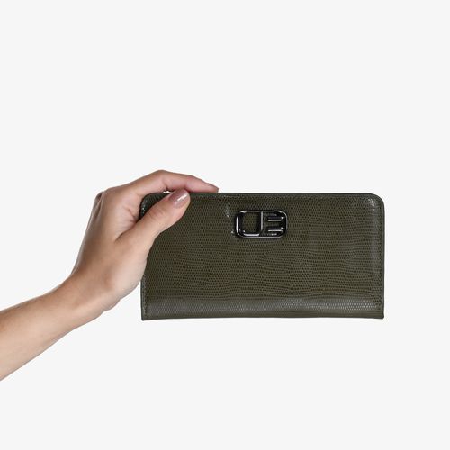 Carteira Slim Verde Olive Couro Texturizado