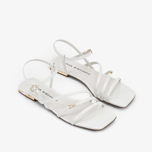 Sandália Rasteira Couro Crinkle Branco