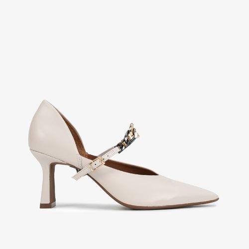 Scarpin Branco Blanc Salto Médio Fino Couro