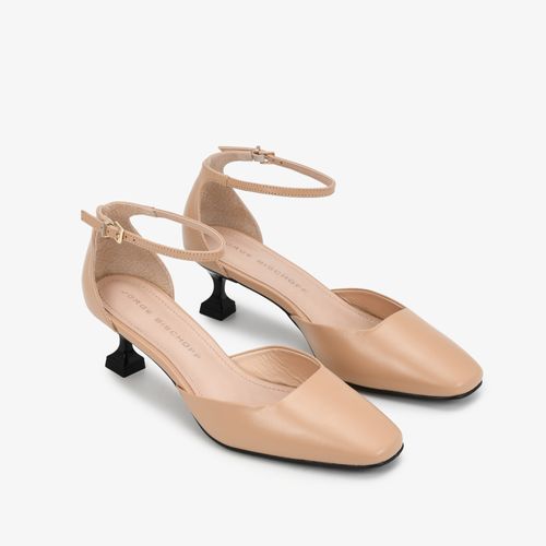 Scarpin Nude Linho Couro Brilhoso