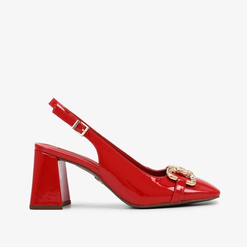 Slingback Vermelho Rubi Couro Verniz