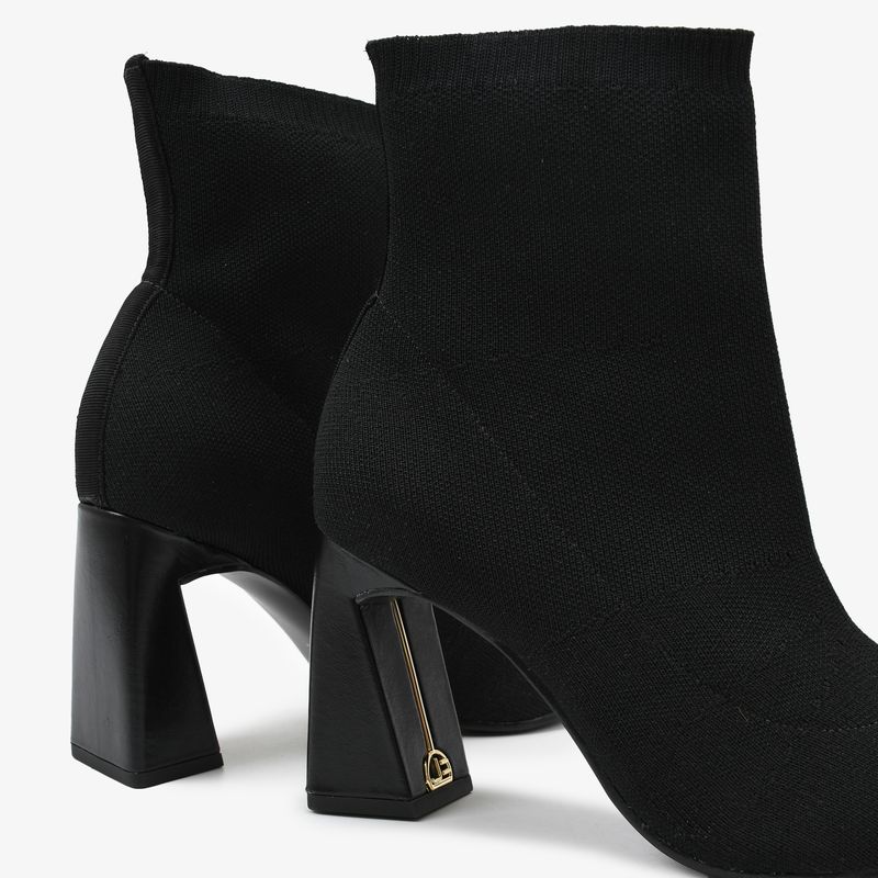 Bota Preto Salto Bloco Alto Knit - Sapatos, Bolsas Bota Preto Salto Bloco Alto Knit - Sapatos, Bolsas
