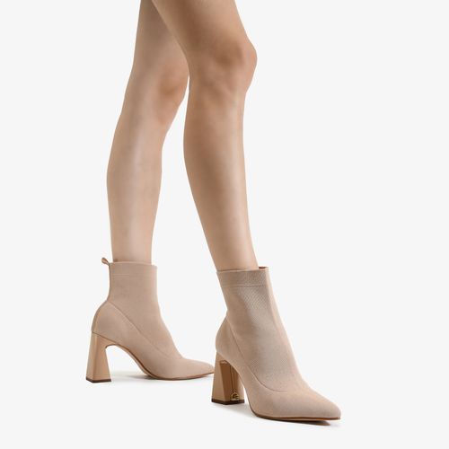 Bota Nude Cedro Salto Bloco Alto Knit