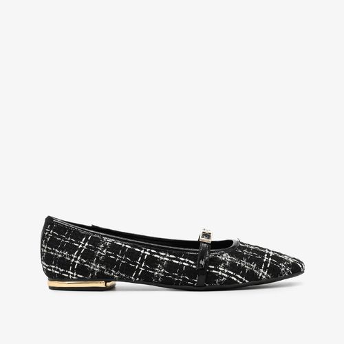 Sapatilha Preto Branco Tecido Tweed