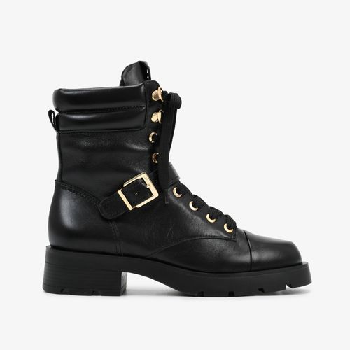 Bota Coturno Preto Tratorada Couro