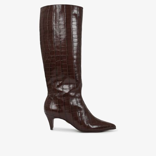Bota Marrom Florença Bico Fino Couro Crocco