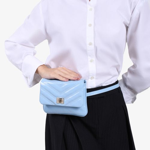 Bolsa Transversal Azul Malta Couro Verniz