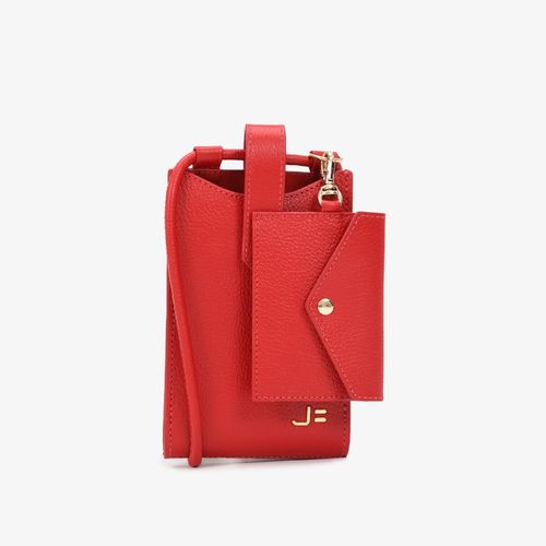 Porta Celular Vermelho Rubi Couro