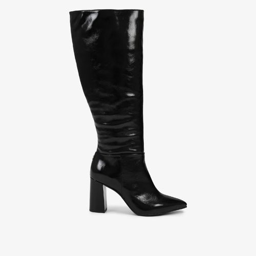 Bota Preto Salto Bloco Couro