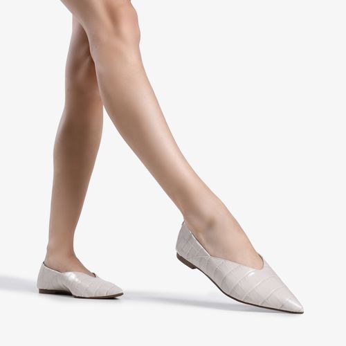 Sapatilha Branco Blanc Couro Crocco