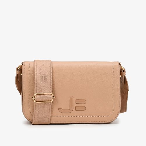 Bolsa Transversal Nude Linho Couro