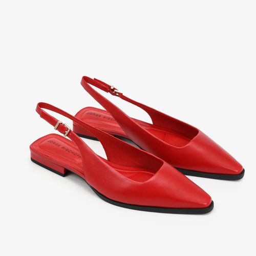 Slingback Vermelho Rubi Couro
